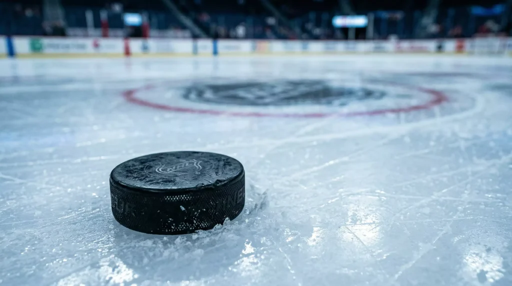 Mercados de apostas na NHL com odds de moneyline e puckline num ecrã